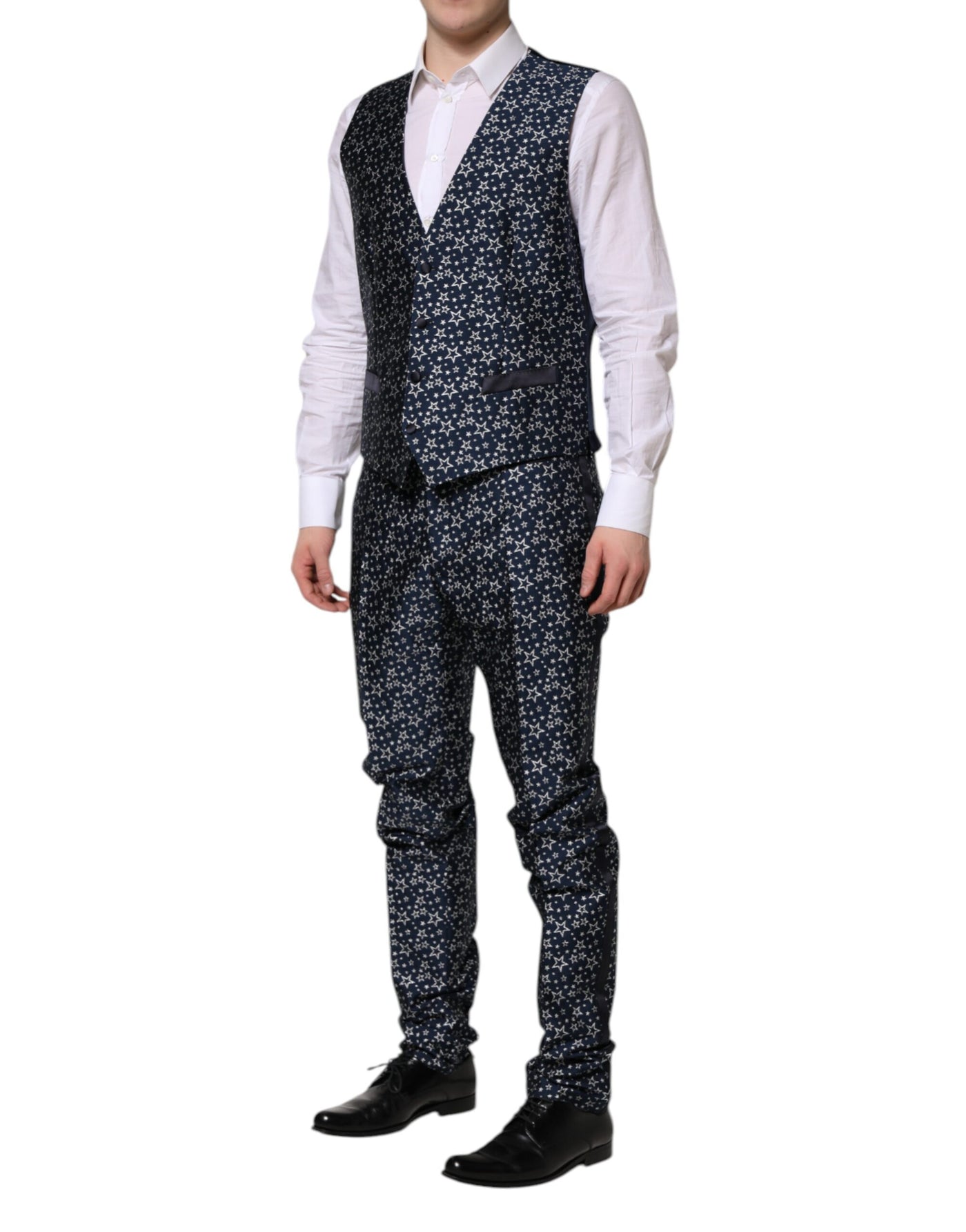 Dolce & Gabbana Blue MARTINI Star Jacquard 3 Piece Suit