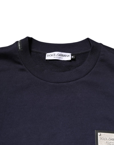 Dolce & Gabbana Dark Blue Logo Crew Neck Pullover Sweater