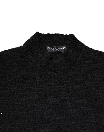 Dolce & Gabbana Black Wool Knit Crew Neck Pullover Sweater