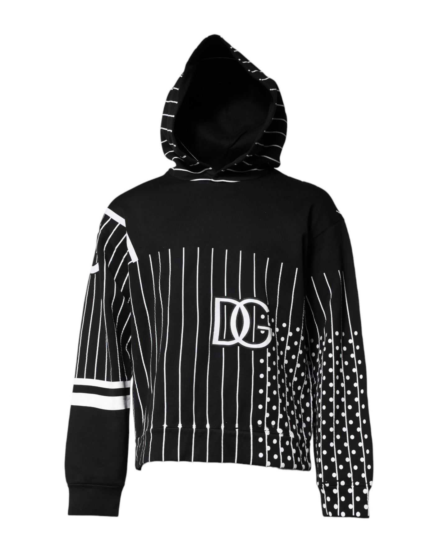 Dolce & Gabbana Black White Stripe Hooded Sweatshirt Sweater