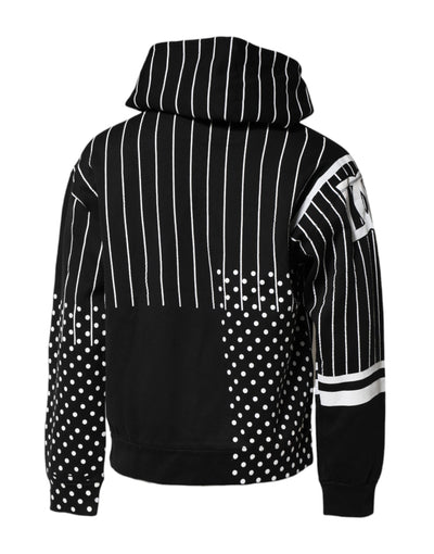 Dolce & Gabbana Black White Stripe Hooded Sweatshirt Sweater