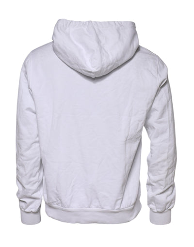 Dolce & Gabbana White Embossed Logo Hooded Sweatshirt Sweater