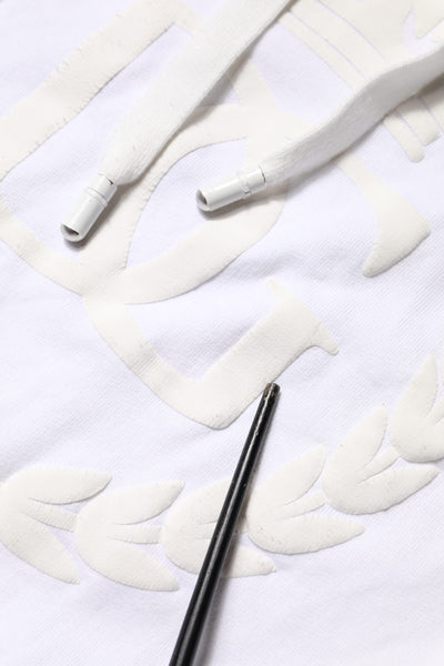 Dolce & Gabbana White Embossed Logo Hooded Sweatshirt Sweater