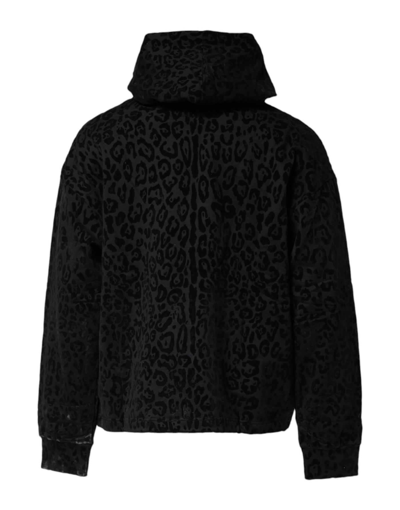 Dolce & Gabbana Black Leopard Full Zip Hooded Sweatshirt Sweater