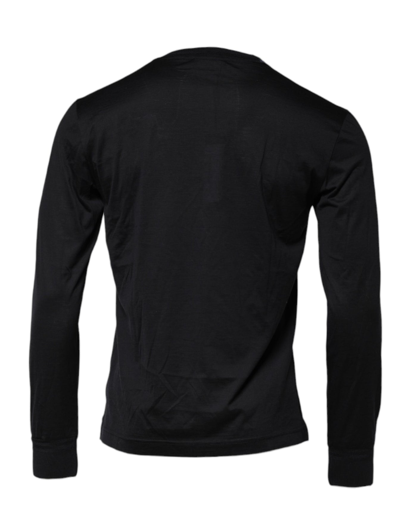 Dolce & Gabbana Dark Blue Silk Crew Neck Men Pullover Sweater