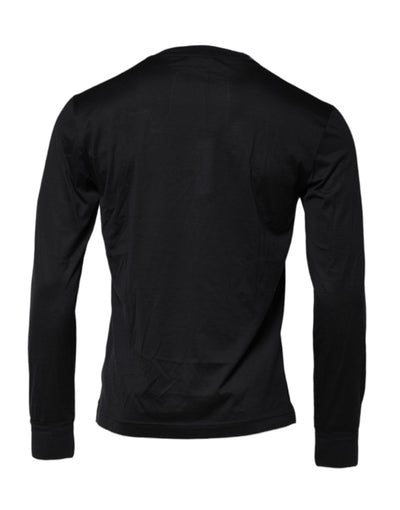 Dolce & Gabbana Dark Blue Silk Crew Neck Men Pullover Sweater