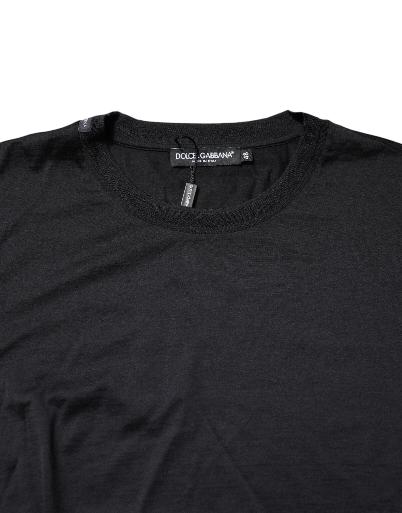 Dolce & Gabbana Dark Blue Silk Crew Neck Men Pullover Sweater