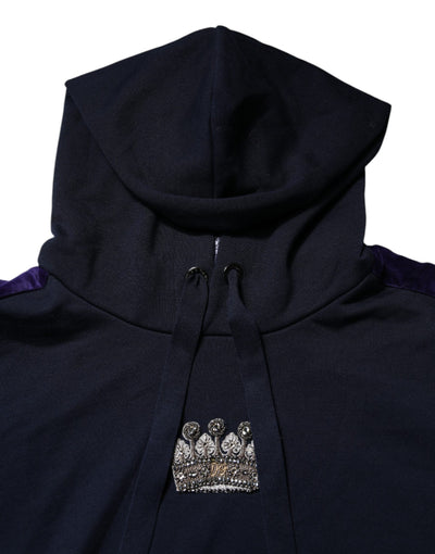 Dolce & Gabbana Black Crown Cotton Hooded Sweatshirt Sweater