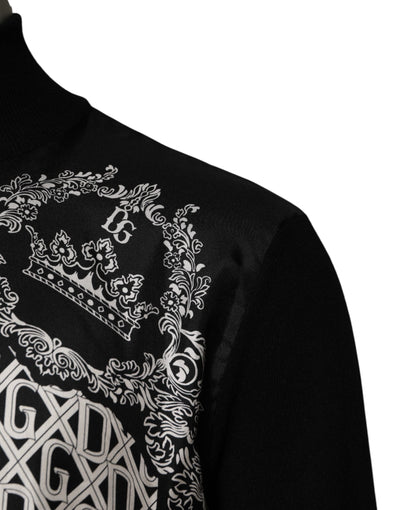 Dolce & Gabbana Black White Bandana Print Full Zip Sweater