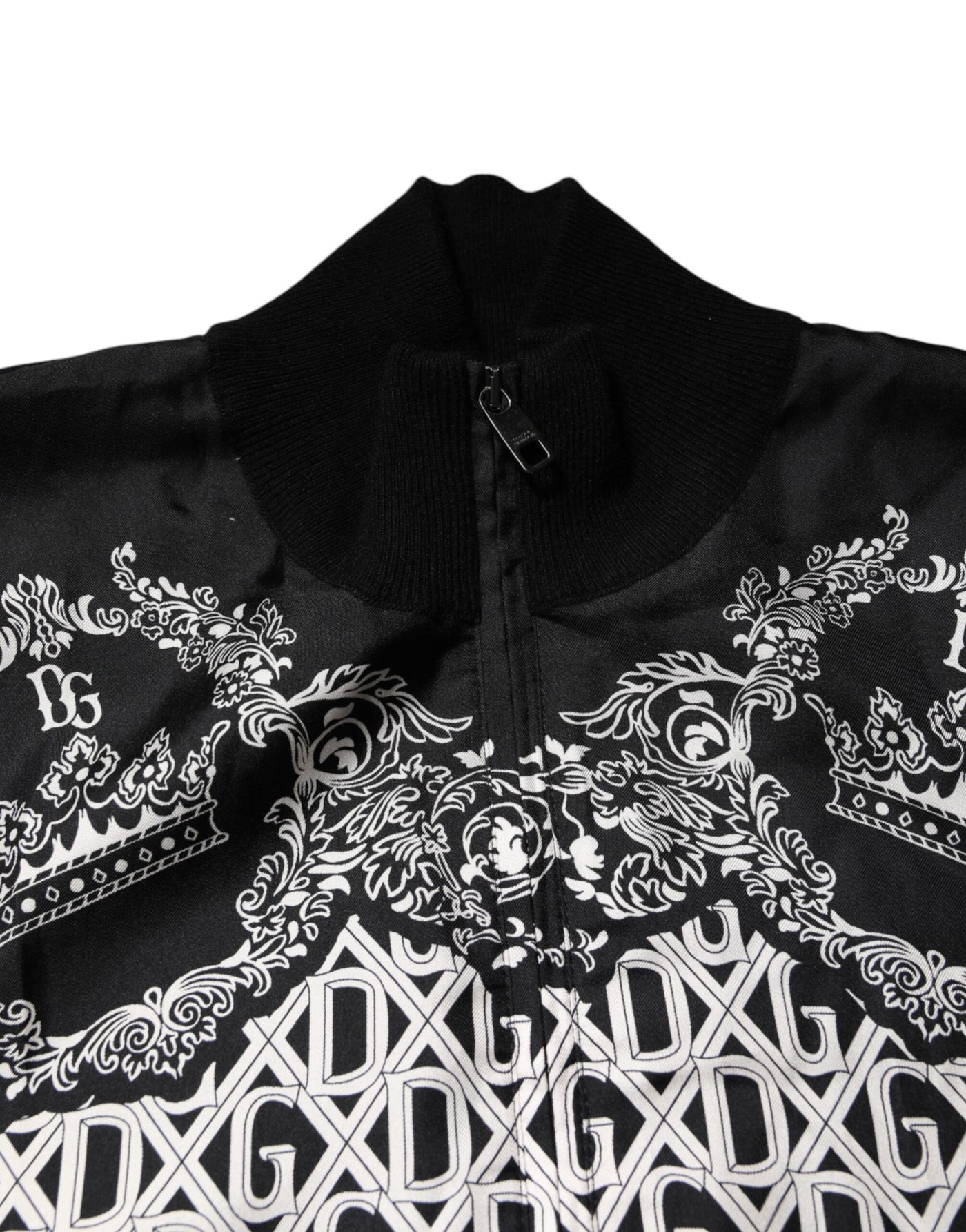 Dolce & Gabbana Black White Bandana Print Full Zip Sweater