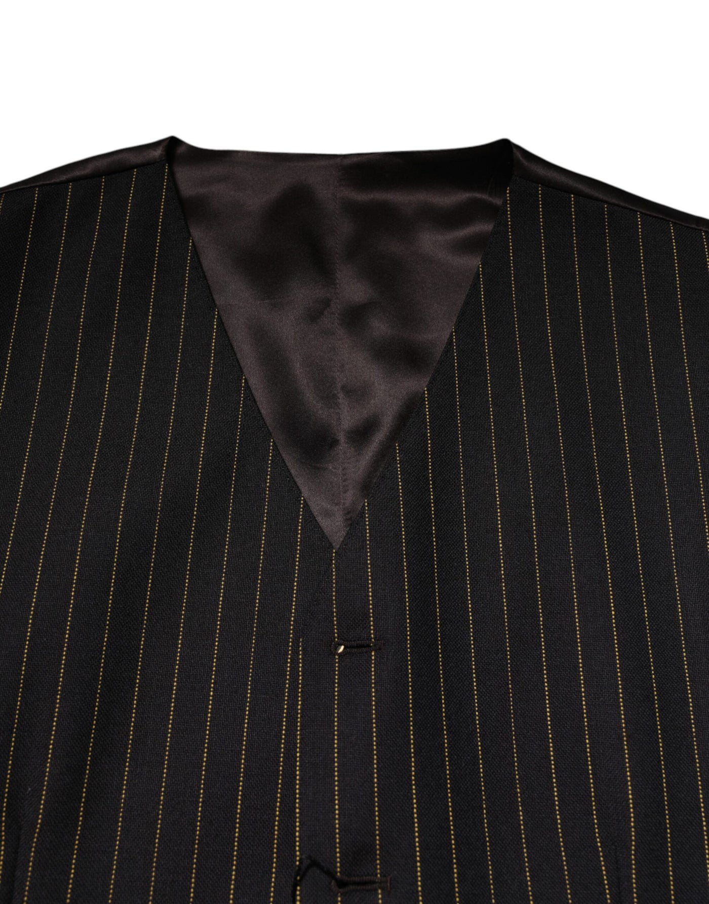 Dolce & Gabbana Black Stripes Wool Formal Men Waistcoat Vest