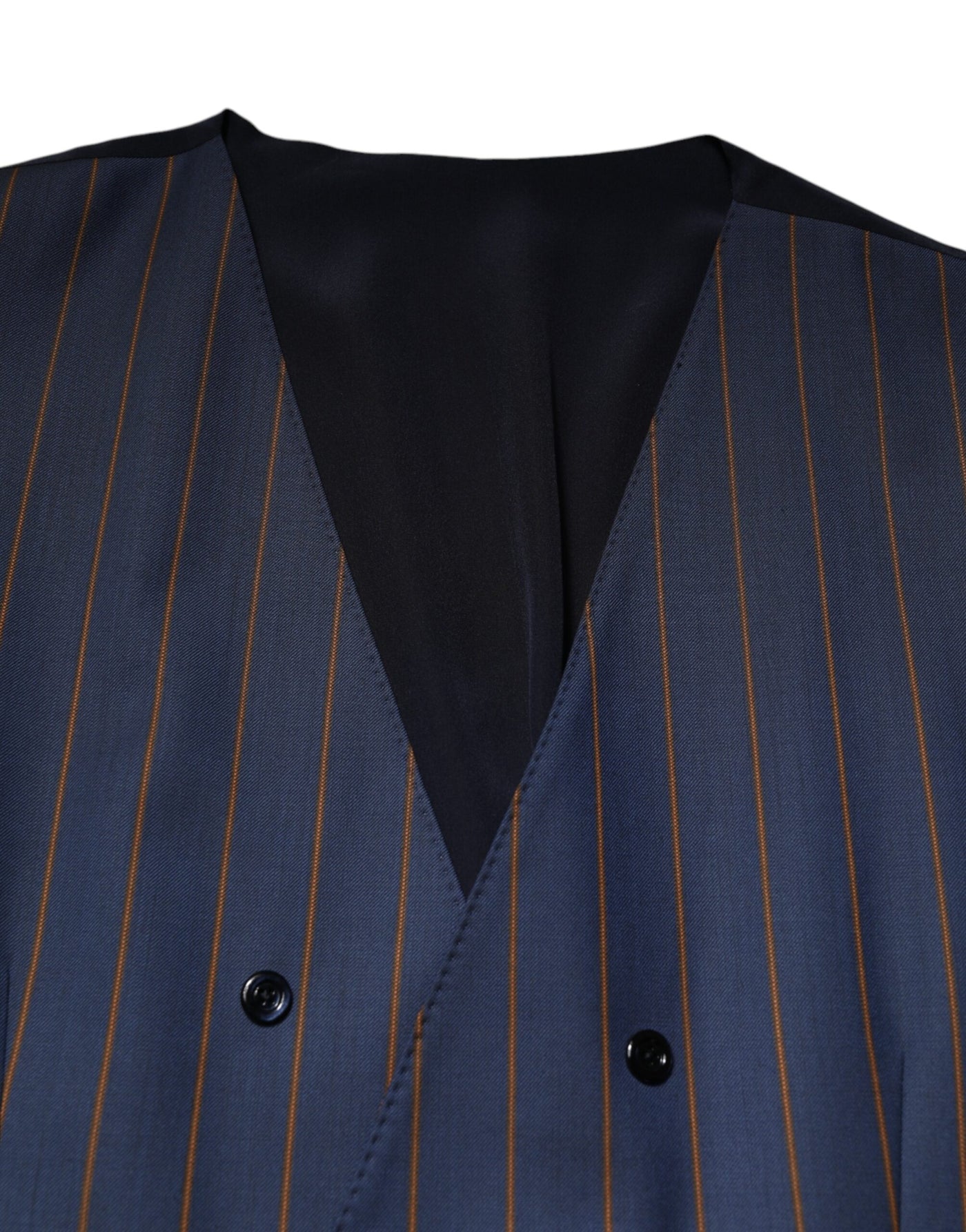 Dolce & Gabbana Blue Stripes Wool Formal Men Waistcoat Vest