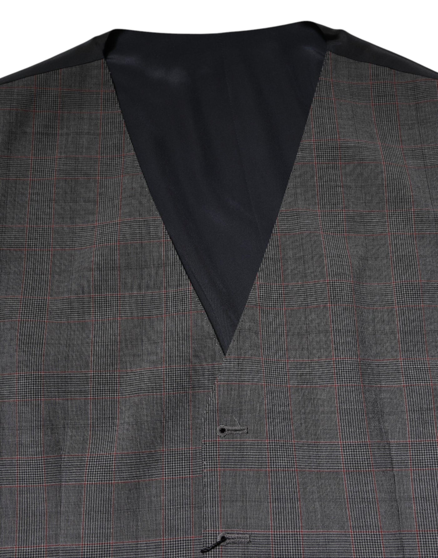Dolce & Gabbana Gray Plaid Wool Formal Dress Waistcoat Vest