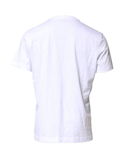 Dolce & Gabbana White Logo Embroidery Crew Neck T-shirt