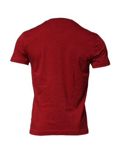 Dolce & Gabbana Red Cotton Short Sleeves Crew Neck T-shirt