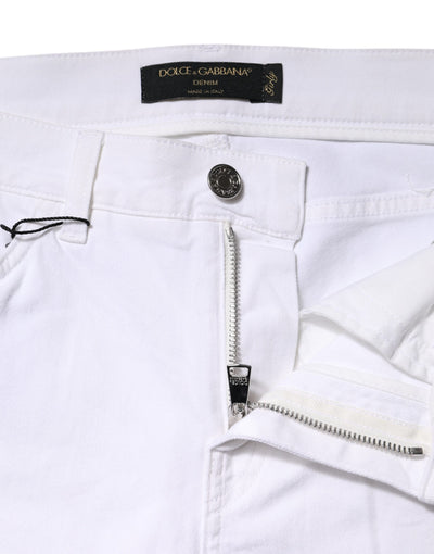 Dolce & Gabbana White Floral Sequined GIRLY Denim Jeans