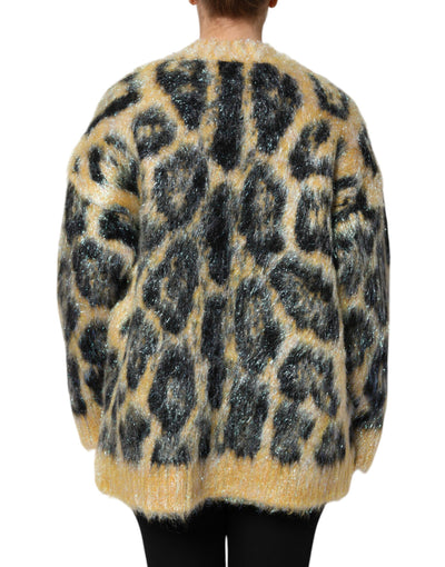 Dolce & Gabbana Multicolor Leopard Mohair Crew Neck Sweater