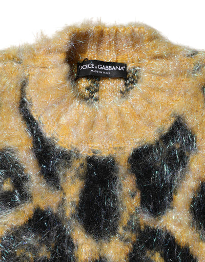 Dolce & Gabbana Multicolor Leopard Mohair Crew Neck Sweater