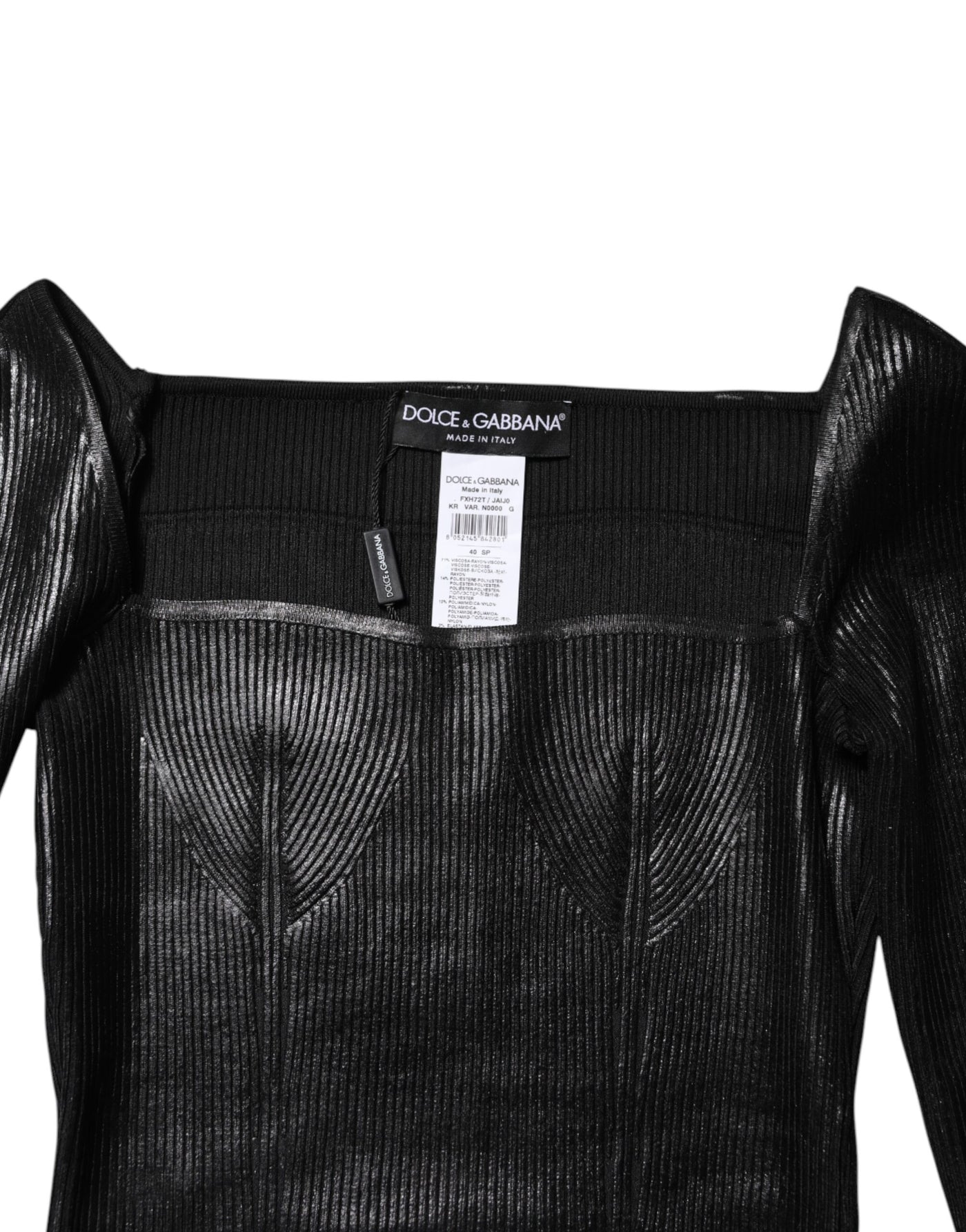 Dolce & Gabbana Black Viscose Long Sleeves Fitted Blouse Top