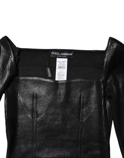 Dolce & Gabbana Black Viscose Long Sleeves Fitted Blouse Top
