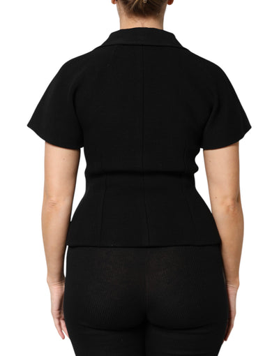 Dolce & Gabbana Black Wool Double Breasted Coat Jacket