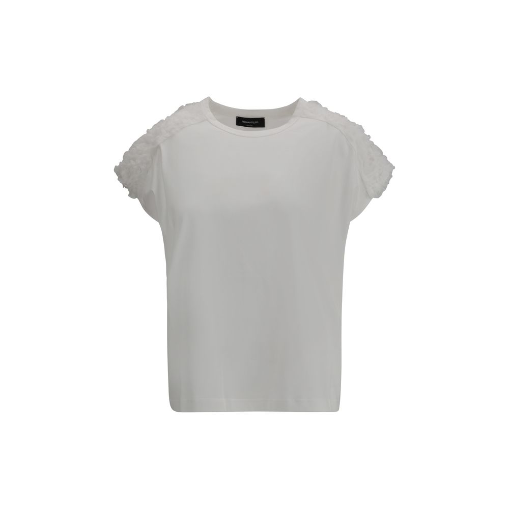 Fabiana Filippi T-Shirt with tulle appliqués