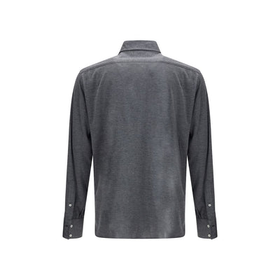 Brunello Cucinelli Gray Silk Shirt