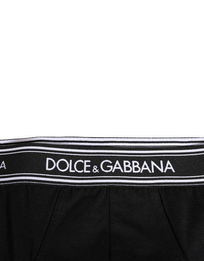 Dolce & Gabbana Black Cotton Stretch Logo Print Brief Underwear