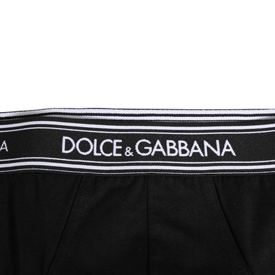 Dolce & Gabbana Black Cotton Stretch Logo Print Brief Underwear
