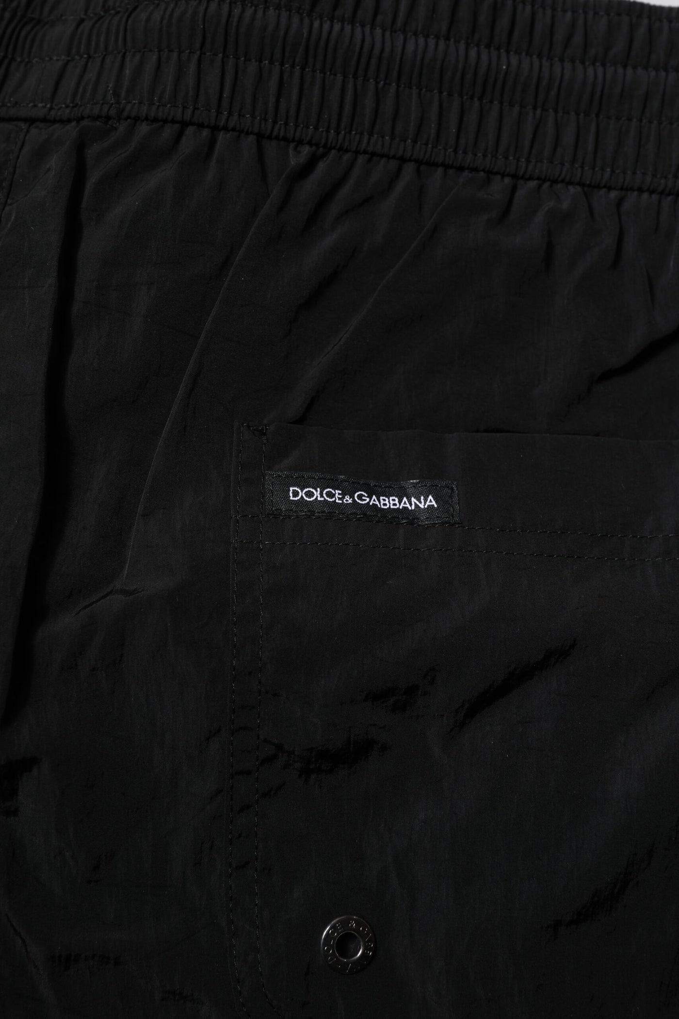 Dolce & Gabbana Black Polyester Beachwear Men Shorts Swimwear