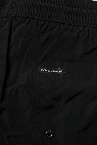 Dolce & Gabbana Black Polyester Beachwear Men Shorts Swimwear