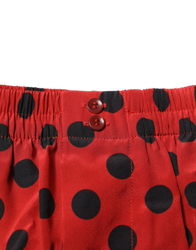 Dolce & Gabbana Red Silk Polka Dot Boxer Shorts Underwear
