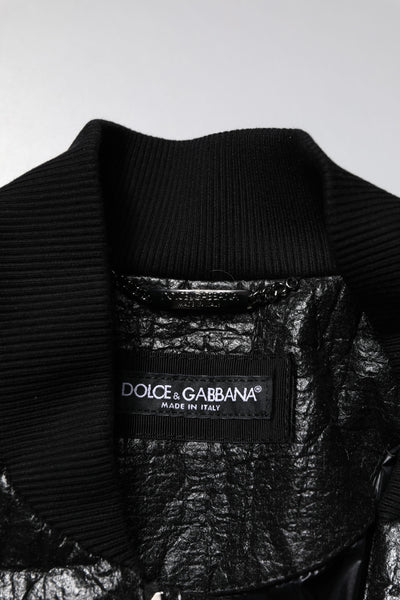 Dolce & Gabbana Black Logo Plaque Bomber Full Zipper Jacket
