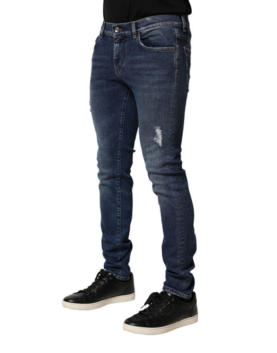 Dolce & Gabbana Blue Washed Skinny Cotton Denim Jeans