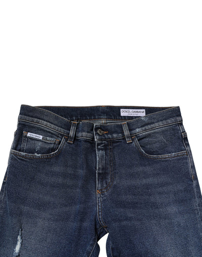 Dolce & Gabbana Blue Washed Skinny Cotton Denim Jeans