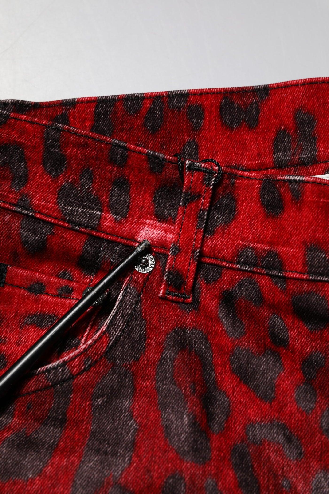 Dolce & Gabbana Red Leopard Print Cotton Skinny Denim Jeans