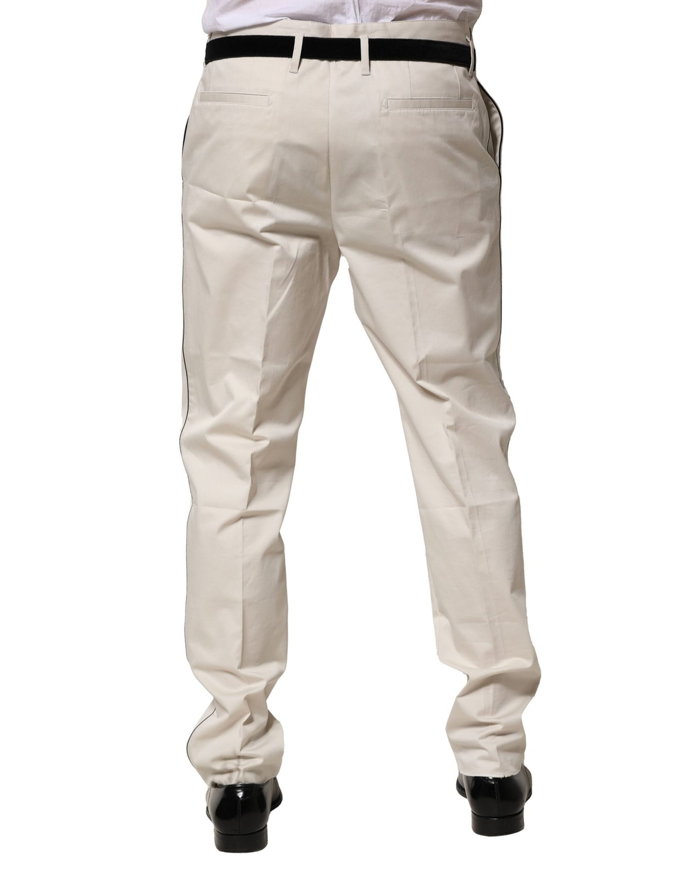 Dolce & Gabbana White Cotton Dress Slim Formal Pants