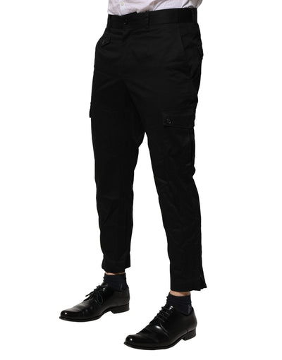 Dolce & Gabbana Black Cotton Dress Slim Formal Pants