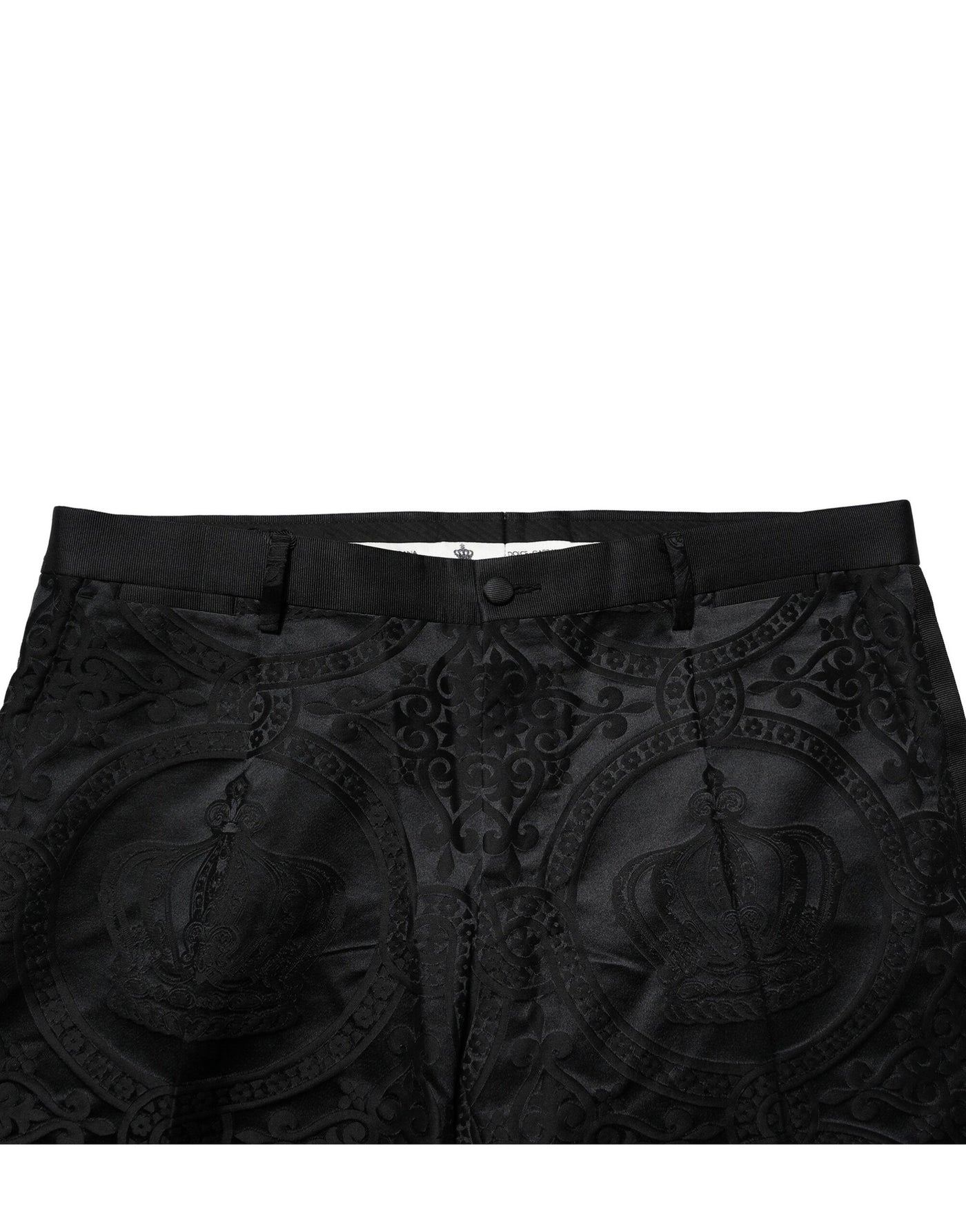 Dolce & Gabbana Black Cotton DG Crown Dress Pants