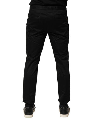 Dolce & Gabbana Black Cotton Mid Waist Jogger Pants