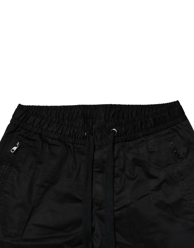 Dolce & Gabbana Black Cotton Mid Waist Jogger Pants