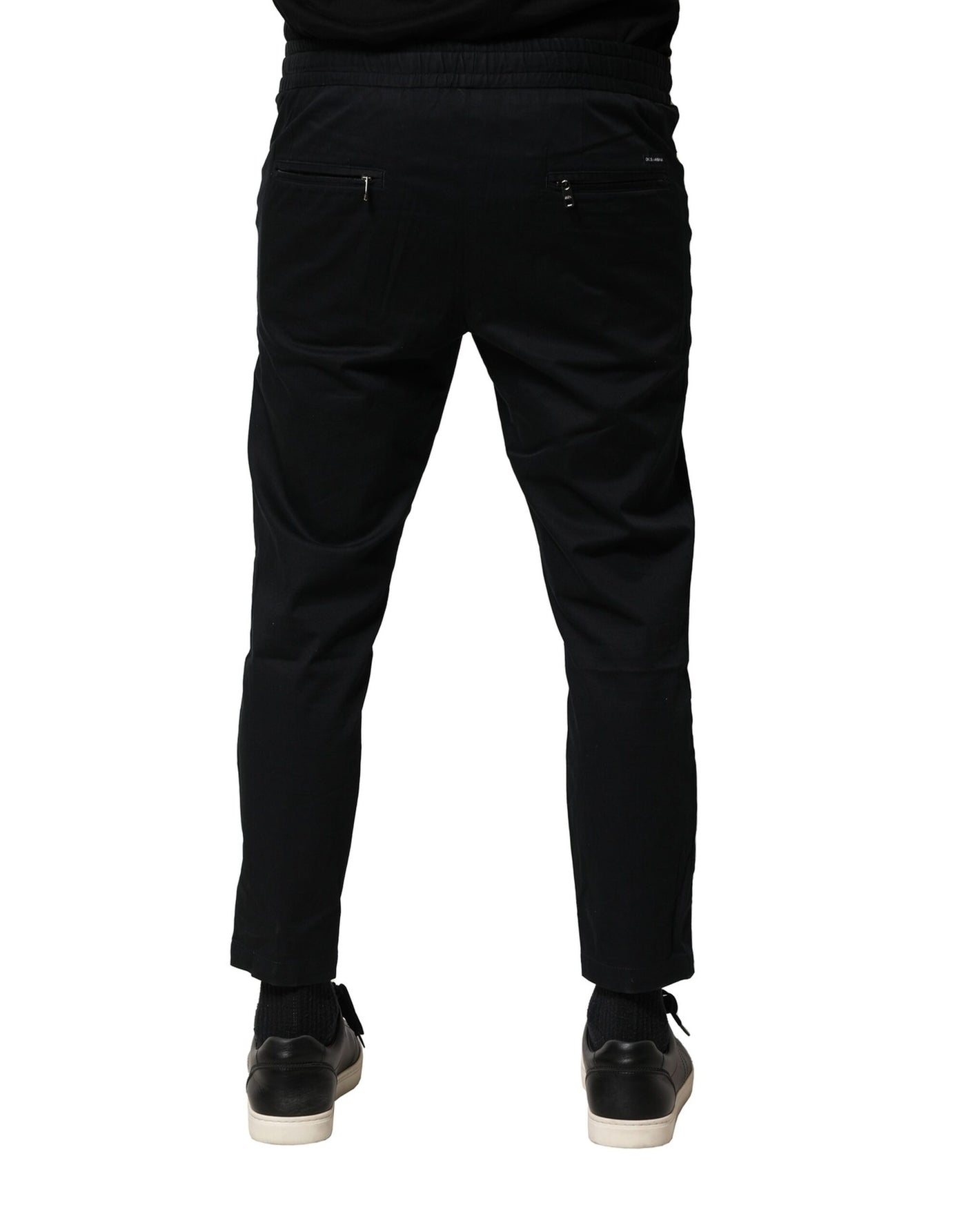 Dolce & Gabbana Black Cotton Mid Waist Jogger Pants