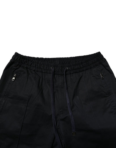 Dolce & Gabbana Black Cotton Mid Waist Jogger Pants
