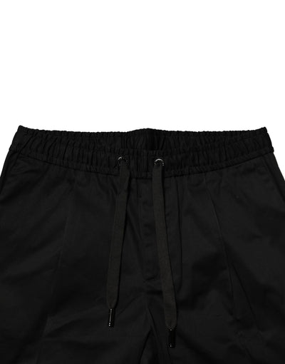 Dolce & Gabbana Black Cotton Mid Waist Jogger Pants