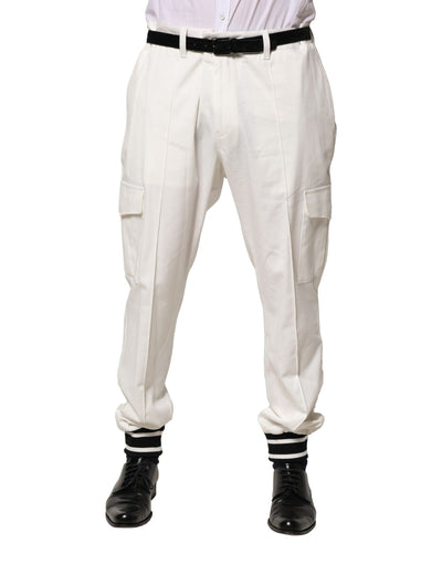Dolce & Gabbana White Cotton Cargo Jogger Men Pants