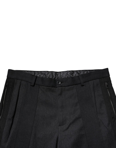 Dolce & Gabbana Black Cotton Dress Slim Formal Pants