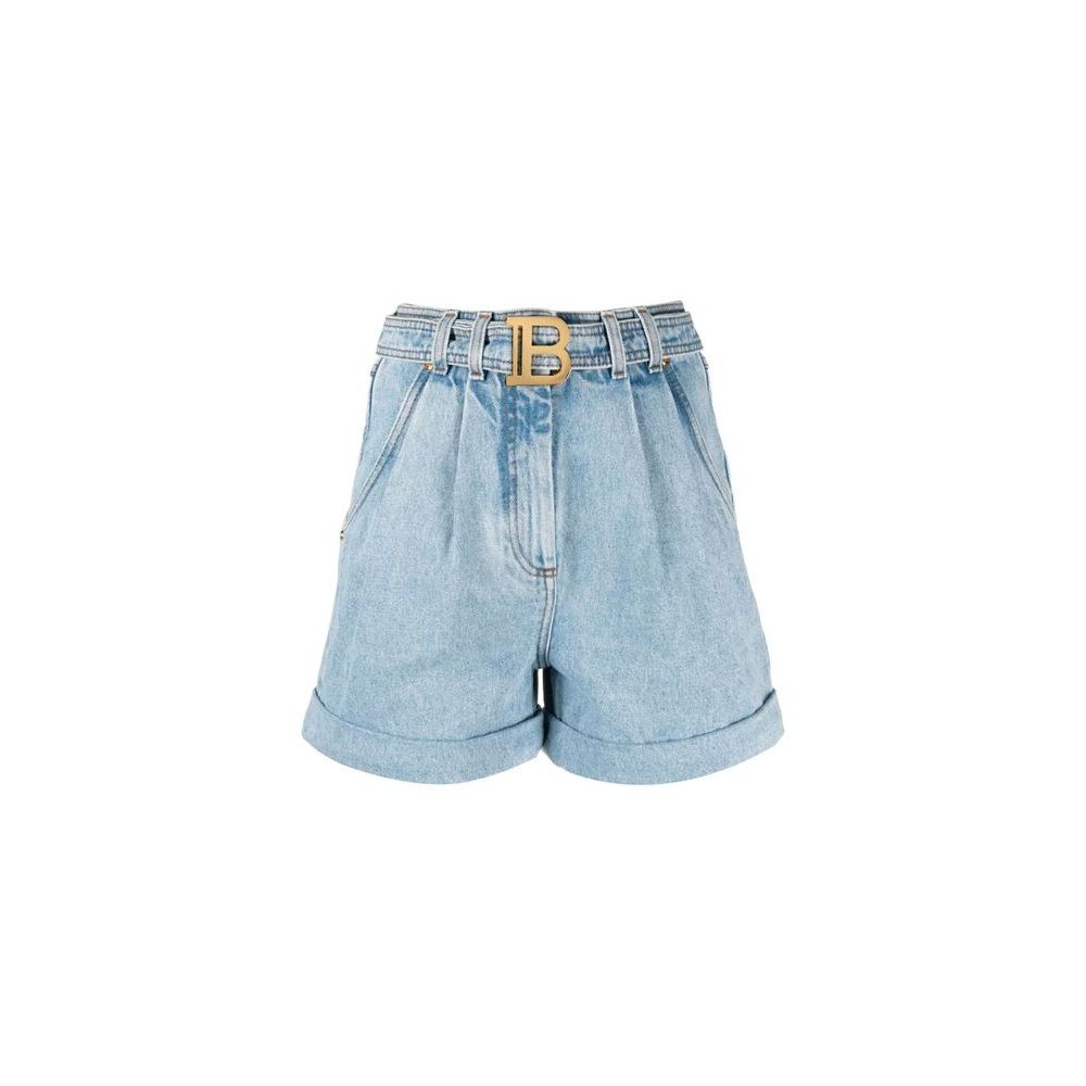Balmain Blue Cotton Short