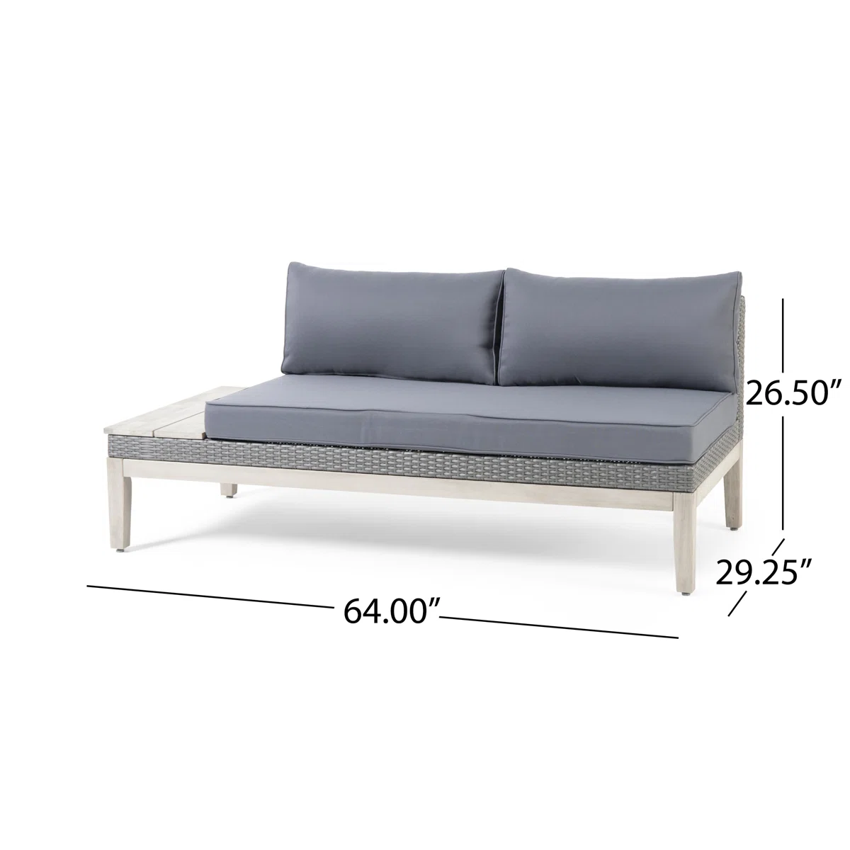 Outdoor Acacia Wood and Wicker 3 Piece Sectional Sofa Set