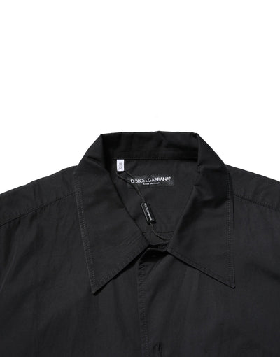 Dolce & Gabbana Black Cotton Short Sleeve Buttoned Casual Shirt