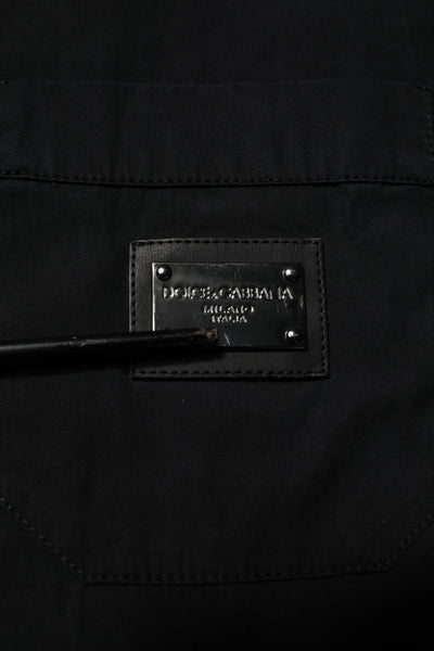 Dolce & Gabbana Black Cotton Short Sleeve Buttoned Casual Shirt